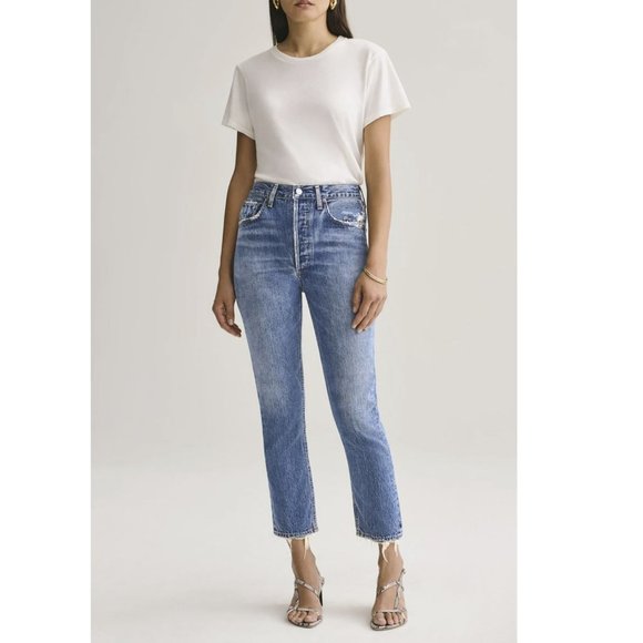 Agolde Denim - Agolde Riley High Rise Straight Crop Jean Blue 25